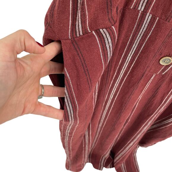 SANCTUARY Evereve NWT Sedona Maroon Striped Jumpsuit // L - Picture 9 of 12